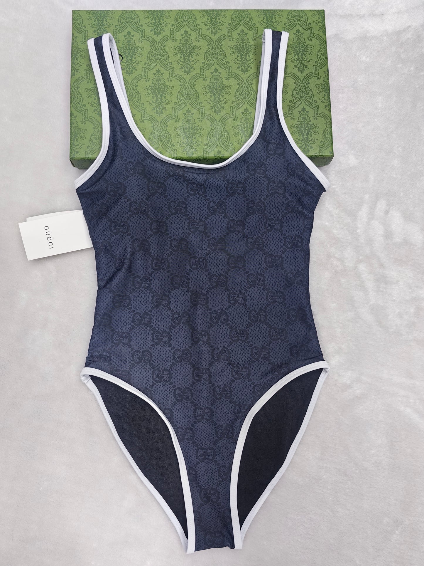 GG Navy Monogram One‑Piece