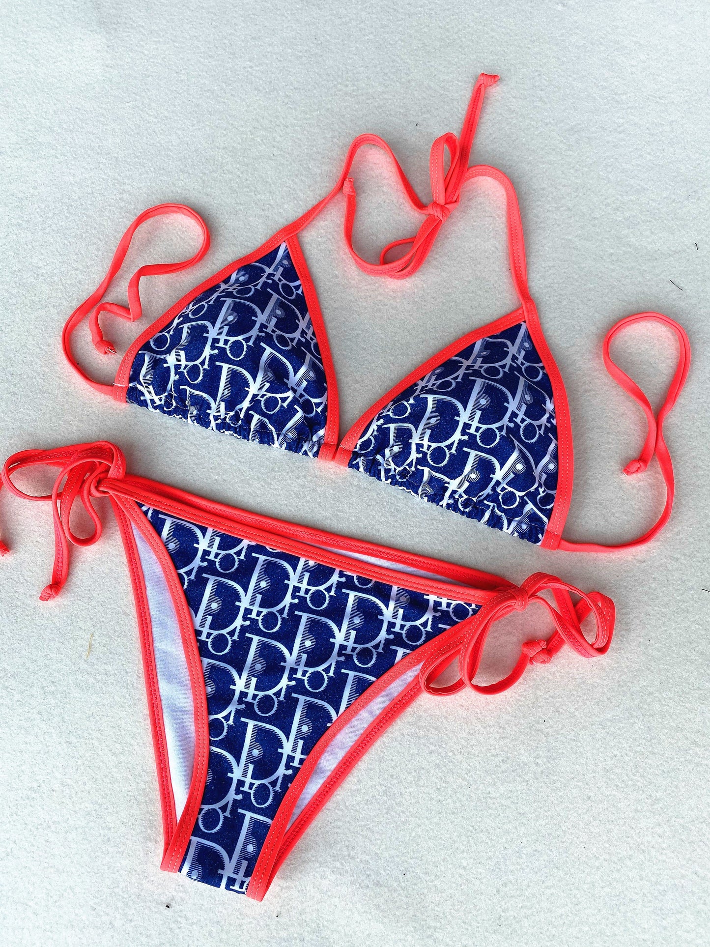 Dior "Oblique" Triangle Bikini + Pareo