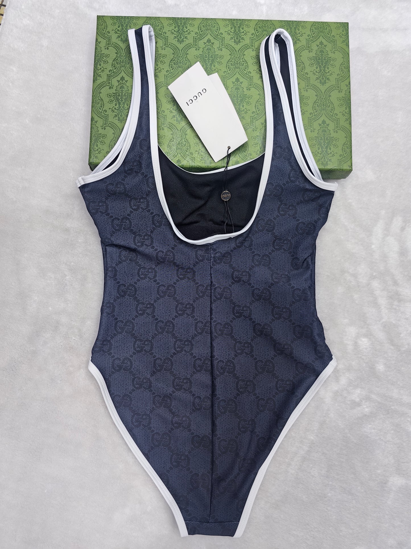 GG Navy Monogram One‑Piece