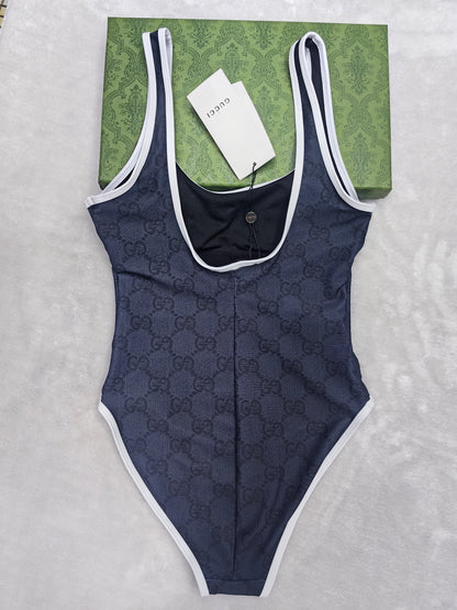 GG Navy Monogram One‑Piece